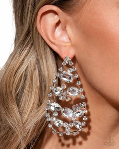 Giant Glitter - White Earring